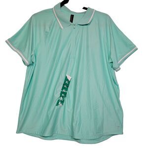 Mondetta Women's Active 1/4-Zip Short Sleeve Mesh Polo Shirt Green X-Large